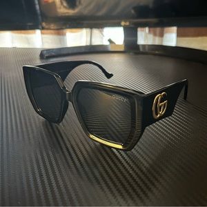Gucci GG 0956S 003 Women's Square Sunglasses - Black w/  Gold GG Logo